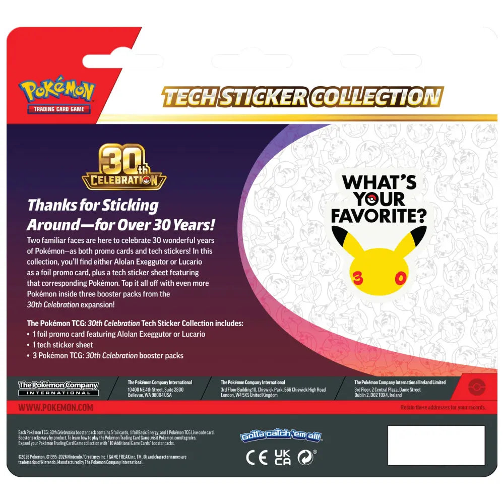 Pokemon 30th Celebration Tech Sticker Collection Mew-Variante mit Alolan Exeggutor MEP 094 Promo und Mew Sticker-Sheet – bei CardsRfun