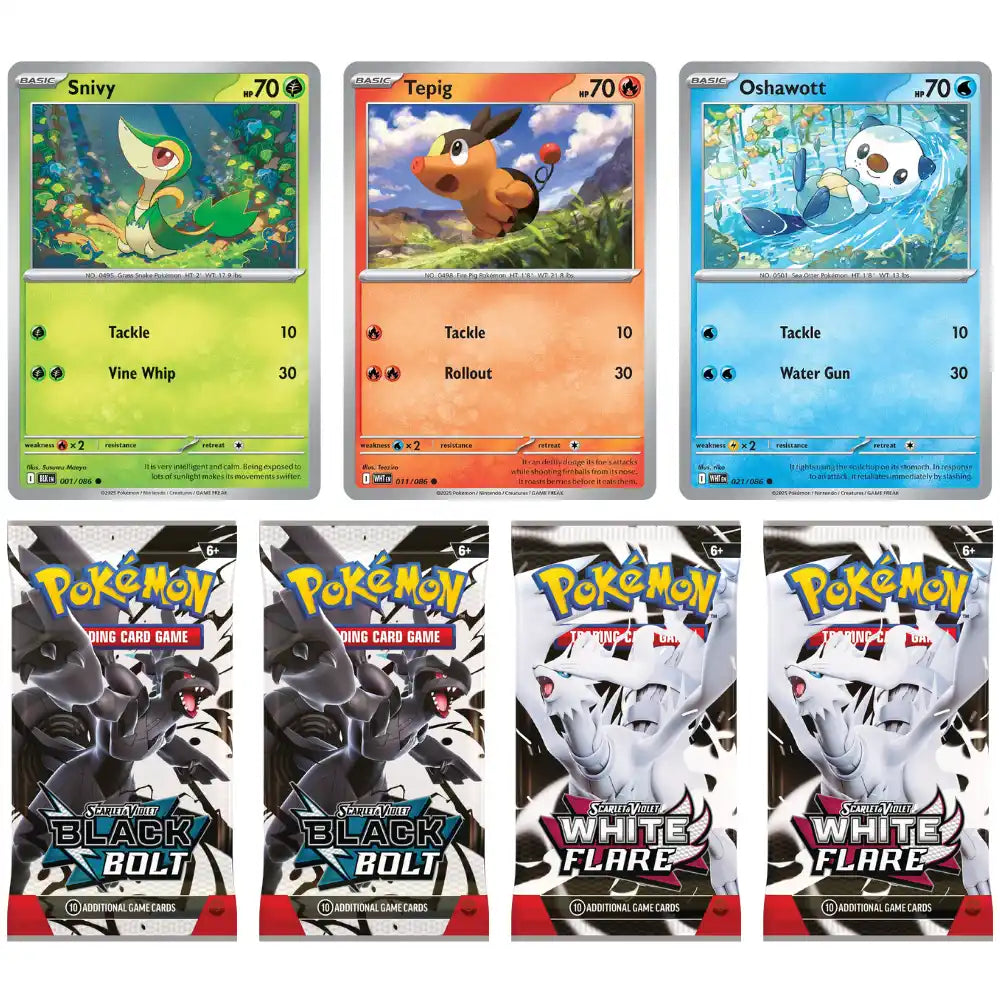 Pokemon Unova Poster Collection – Snivy Tepig Oshawott Promos und 4 Booster – bei CardsRfun