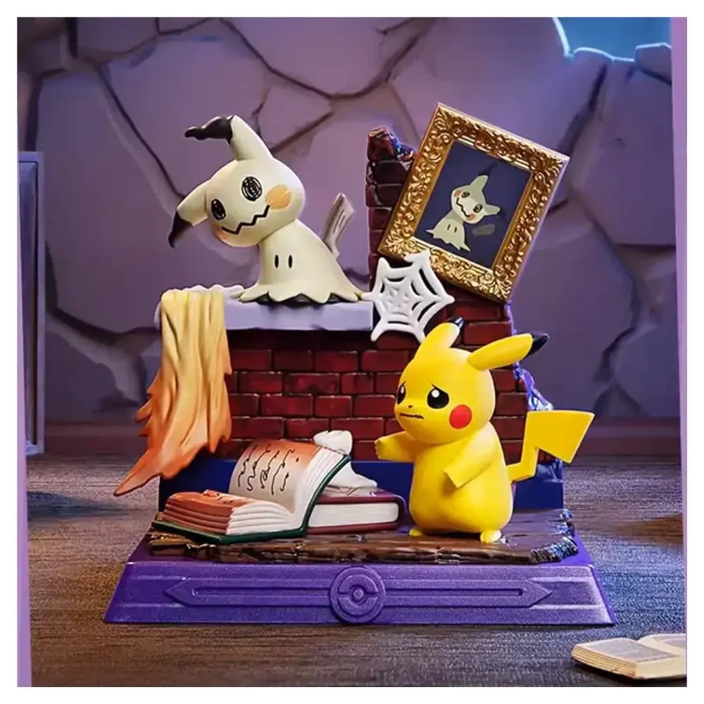 FUNISM Pokemon Pikachu & Mimigma Figur – Spukhaus-Diorama, lila Sockel, Pikachu & Friends Series