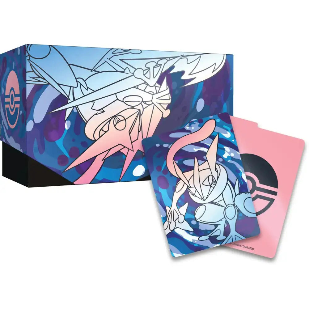 Pokemon Chaos Rising Elite Trainer Box – Deck-Box mit Mega Greninja ex Artwork und Karten-Divider davor