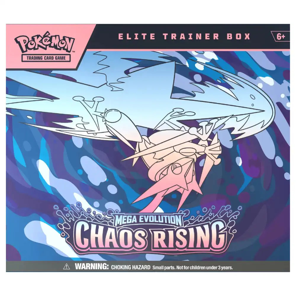Pokemon Chaos Rising Elite Trainer Box – frontale Ansicht der Box mit Mega Greninja ex und Elite Trainer Box Label