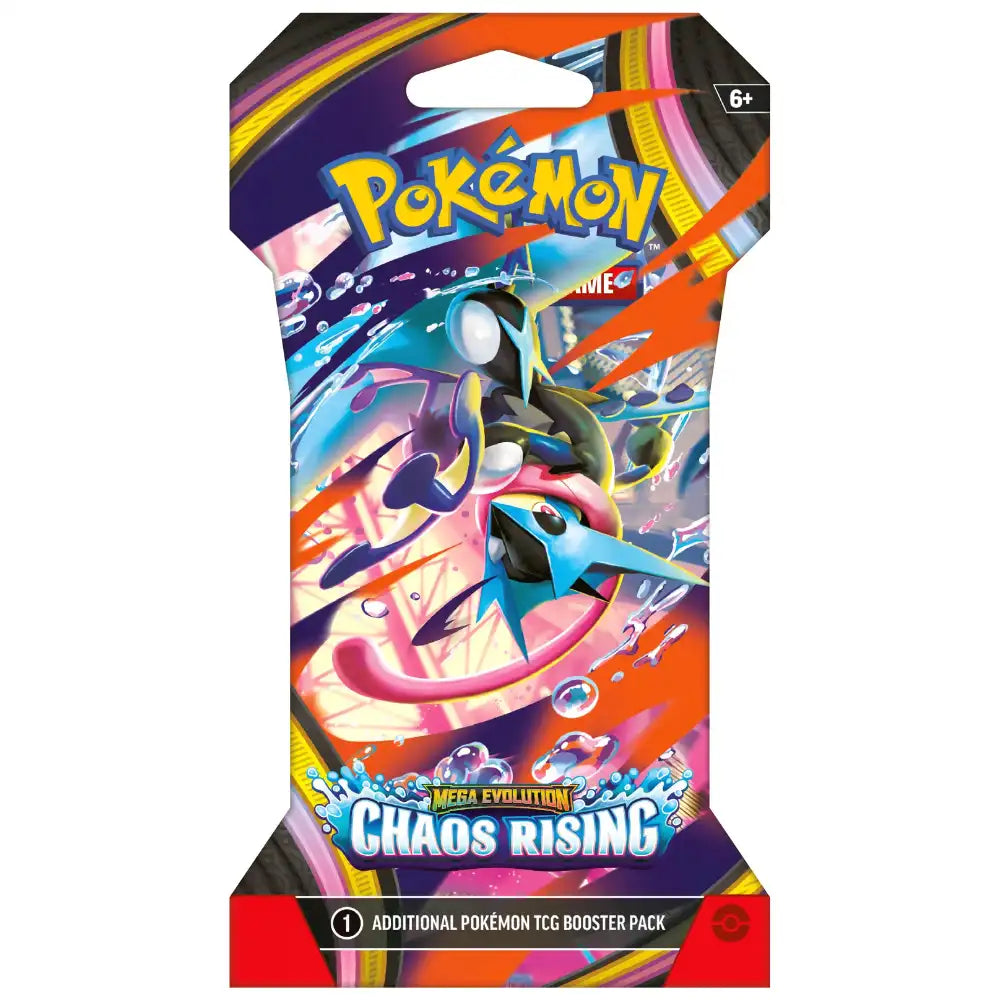 Pokemon Chaos Rising Sleeved Booster – Artwork mit Mega Greninja ex, blau-dunkler Hintergrund