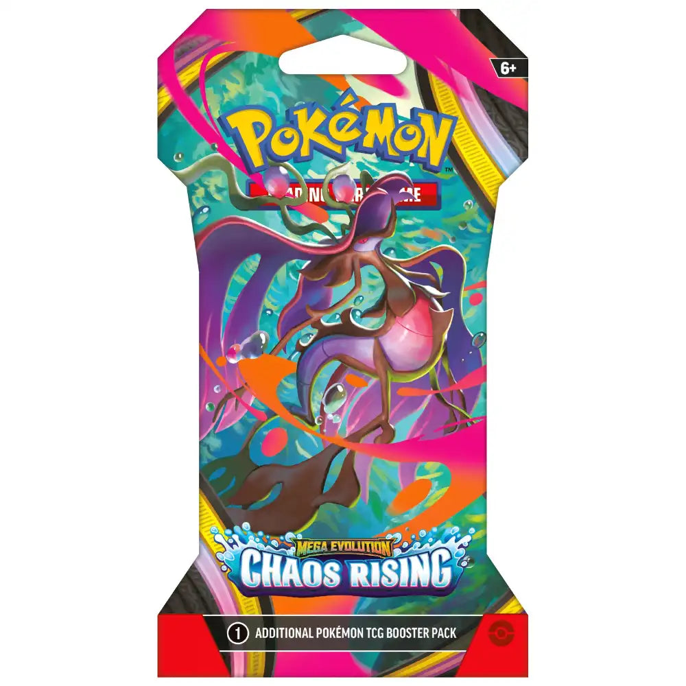 Pokemon Chaos Rising Sleeved Booster – Artwork mit Mega Dragalge ex, lila-türkiser Hintergrund