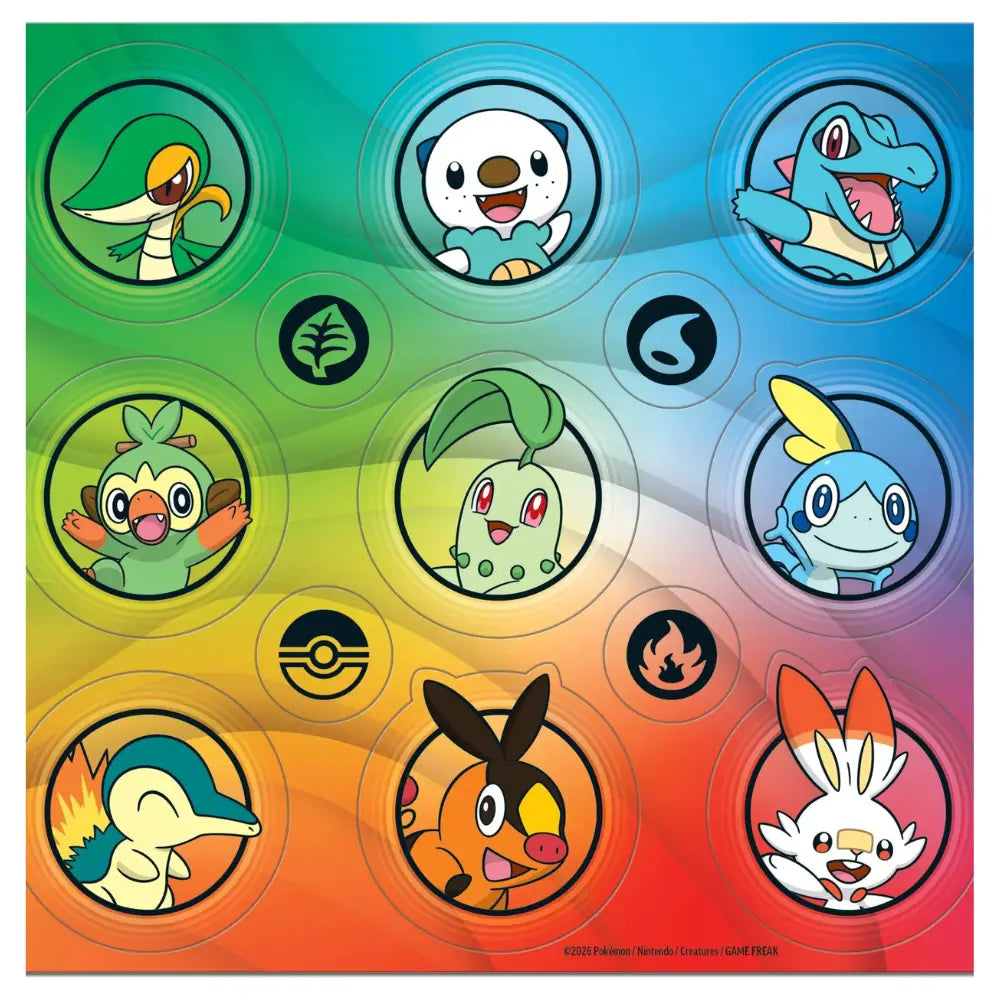 First Partner Illustration Collection Series 2 Sticker-Bogen mit allen 9 Startern