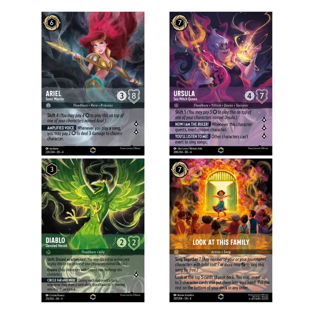 Disney Lorcana Ursula's Return Enchanted-Karten – Ariel, Ursula & Diablo – bei CardsRfun