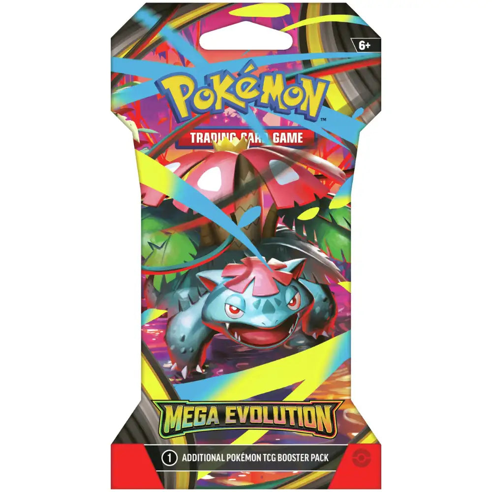 Pokemon Mega Evolution Sleeved Booster – Mega Venusaur Artwork-Variante, dunkles dramatisches Design in Blau und Schwarz