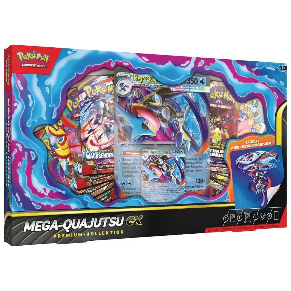 Pokemon Mega-Quajutsu-ex Premium-Kollektion Box Vorderseite – bei CardsRfun