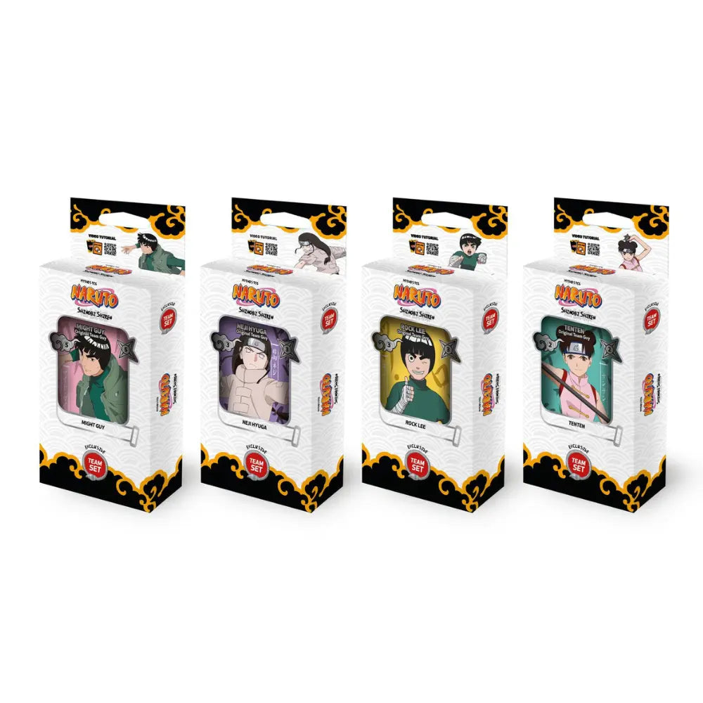 Naruto Mythos TCG Shinobi Shiren Team Set – alle 4 Versionen (Rock Lee, Might Guy, Neji Hyuga, Tenten) – bei CardsRfun