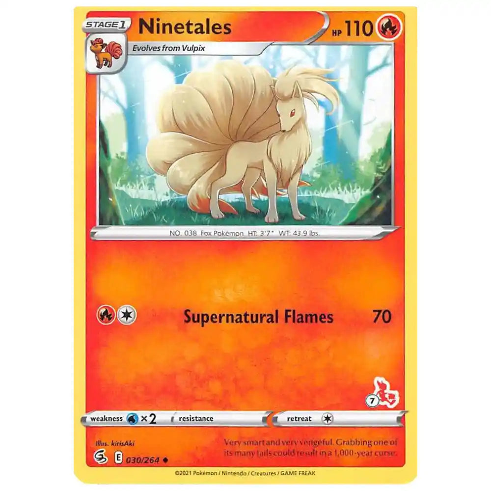 Ninetales - 030/264 (#7/23 Cinderace Stamped) - Battle Academy 2022 (BA22) CardsRfun