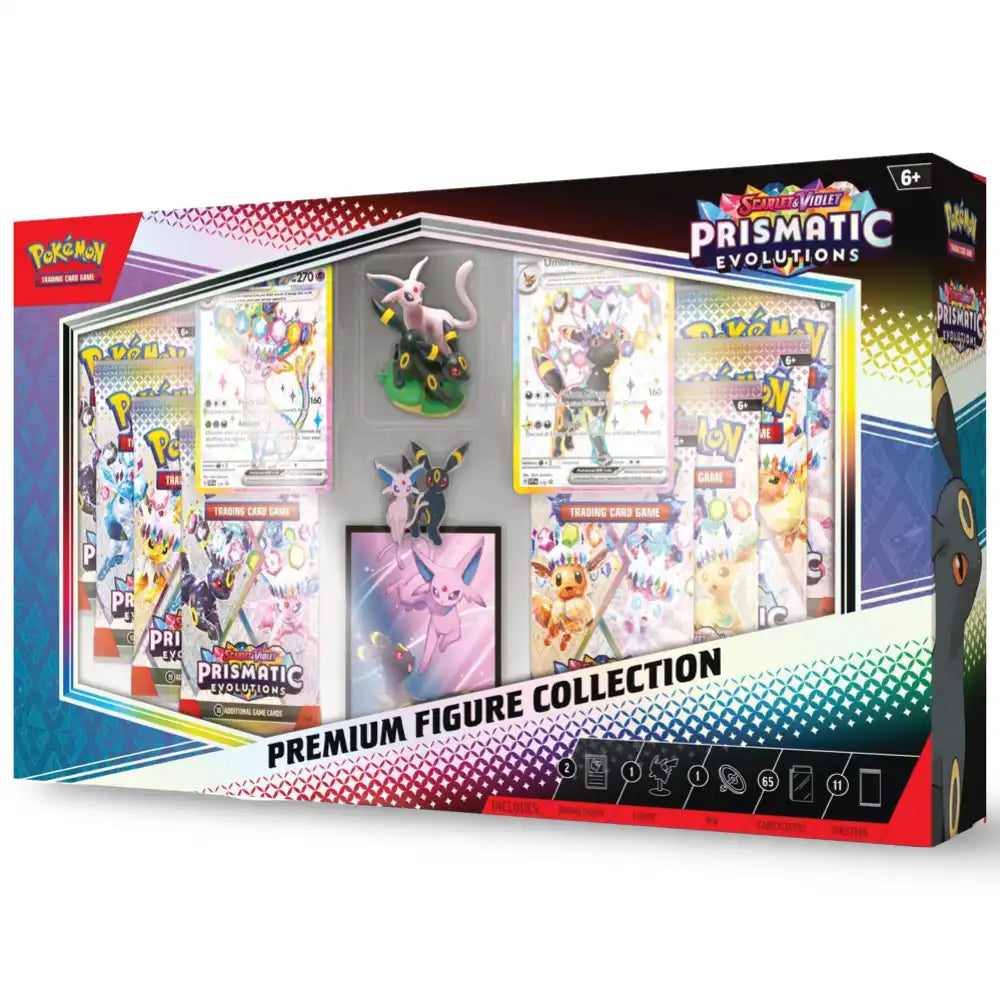 Pokemon Prismatic Evolutions Premium Figure Collection – Seitenansicht der Box mit Umbreon-Artwork