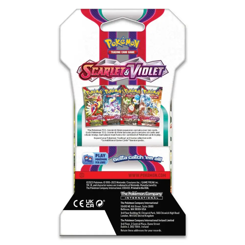 Pokemon Scarlet & Violet Sleeved Booster Rückseite – 190+ Karten im Set, TCG-Live-Code und alle 4 Pack-Artworks