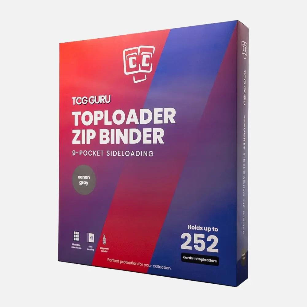 TCG Guru 9-Pocket Toploader Zip Binder Xenon Gray – Verpackung – bei CardsRfun