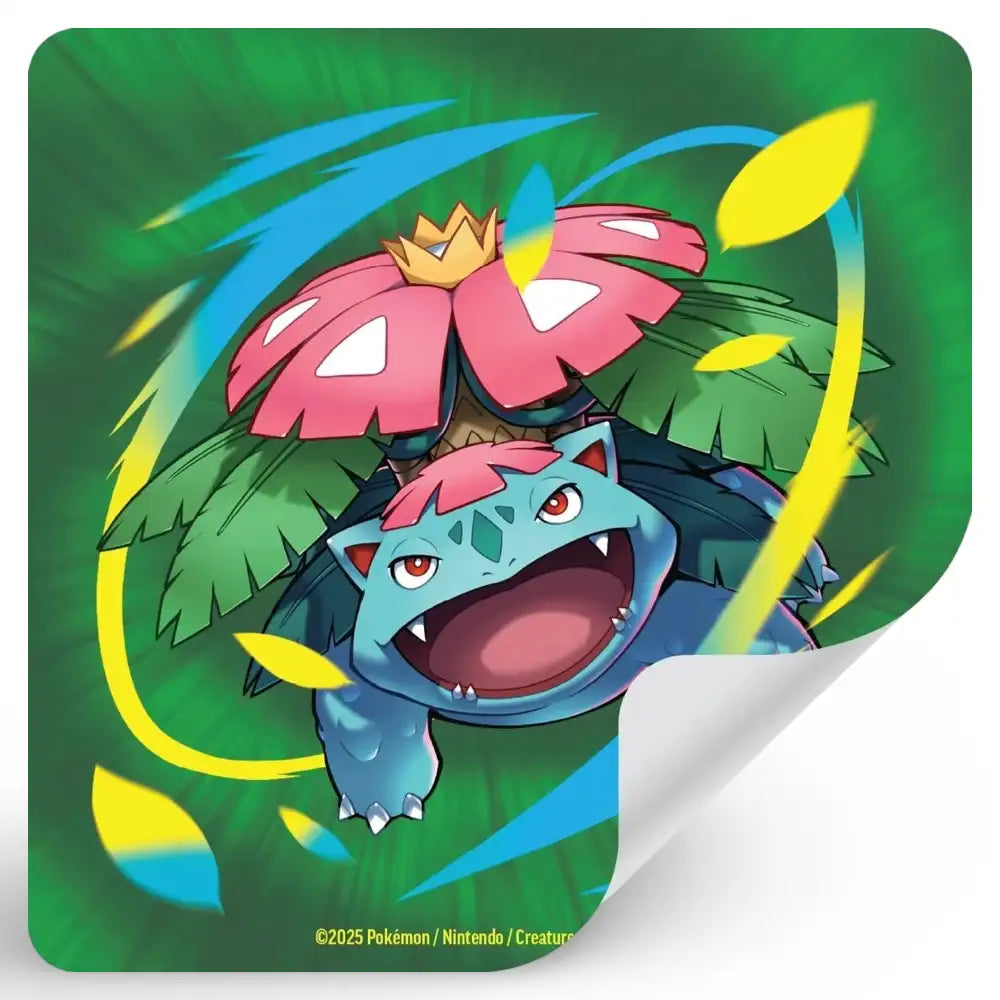 Pokemon Mega Venusaur ex Premium Collection – wiederverwendbarer Tech Sticker mit Venusaur-Artwork in Gruen