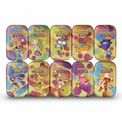 Pokemon 151 Mini Tin – alle 10 Varianten nebeneinander, komplette Kanto-Serie auf weißem Hintergrund