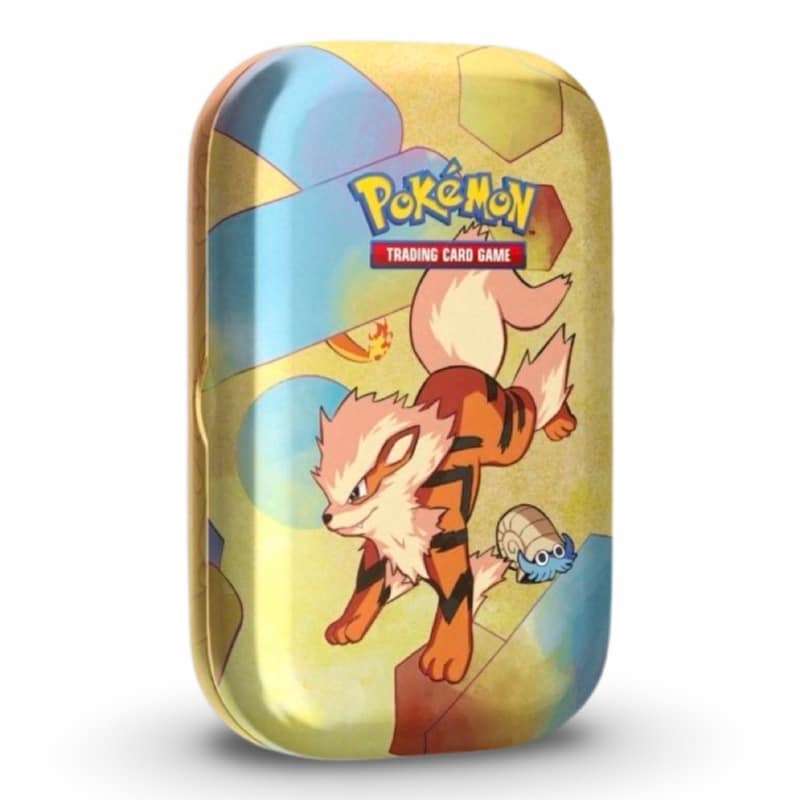 Pokemon 151 Mini Tin Arkani und Muschas Variante – blau-gelbes Design