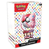 Pokemon 151 Booster Bundle Verpackung – Mew Artwork, alle 151 Kanto-Pokemon als Silhouetten-Muster, Scarlet & Violet