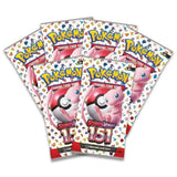 Pokemon 151 Booster Bundle – 6 Booster Packs aufgefächert mit Mew-und-Pokeball-Artwork