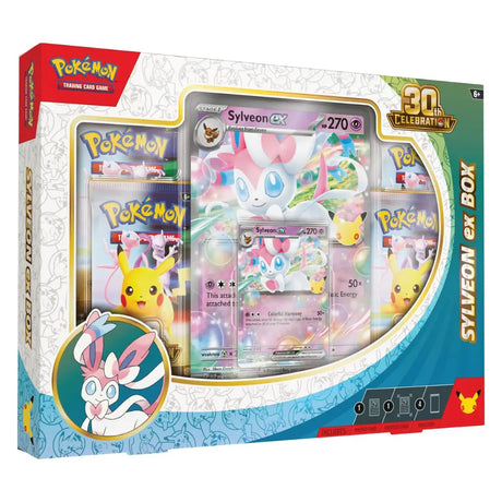 Pokemon 30th Celebration Sylveon ex Box – Foil-Promo und Oversize-Karte – bei CardsRfun