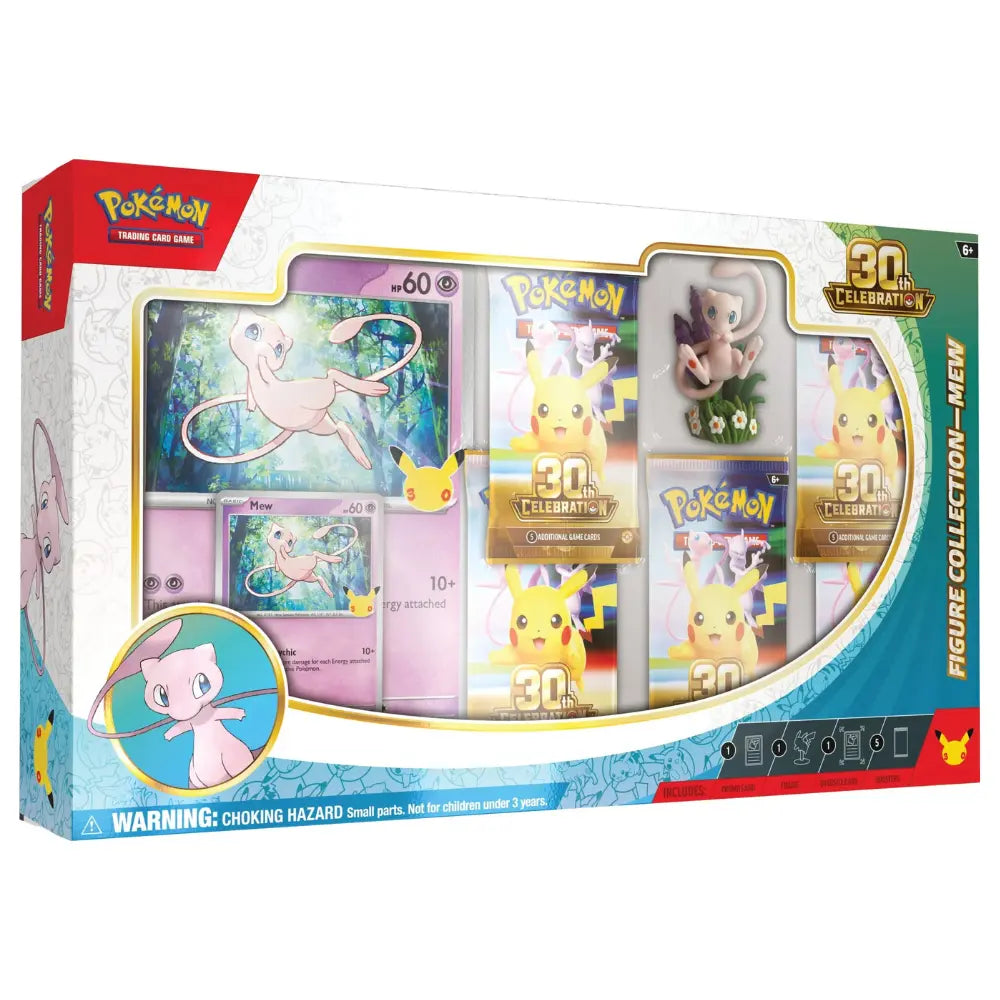 Pokemon 30th Celebration Figure Collection Mew – Box-Frontansicht mit Sammlerfigur – bei CardsRfun