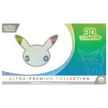 Pokemon 30th Celebration Ultra-Premium Collection Day – Box-Front mit Espeon-Silhouette – bei CardsRfun