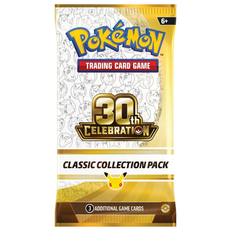 Pokemon 30th Celebration Classic Collection Pack – goldenes Booster-Pack mit 3 nostalgischen Karten – bei CardsRfun