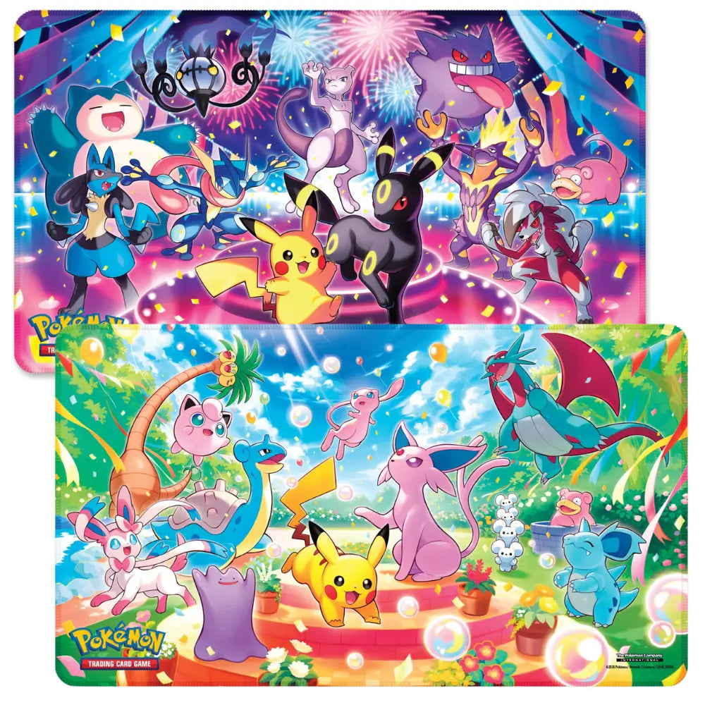 Pokemon 30th Celebration Ultra-Premium Collection – Playmat Day mit Espeon und Night mit Umbreon im Vergleich – bei CardsRfun