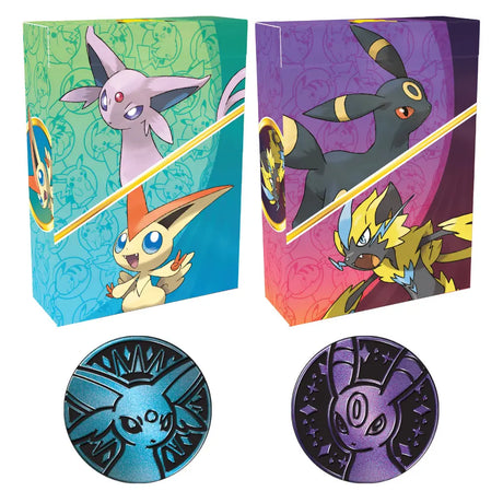 Pokemon 30th Celebration Battle Deck – Espeon ex und Umbreon ex Deckboxen mit Münzen – bei CardsRfun