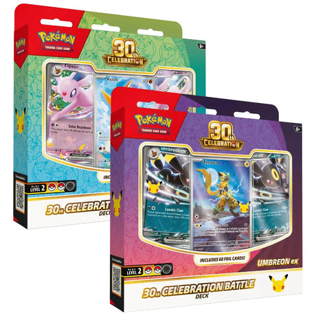 Pokemon 30th Celebration Battle Deck Espeon ex und Umbreon ex im Vergleich – bei CardsRfun