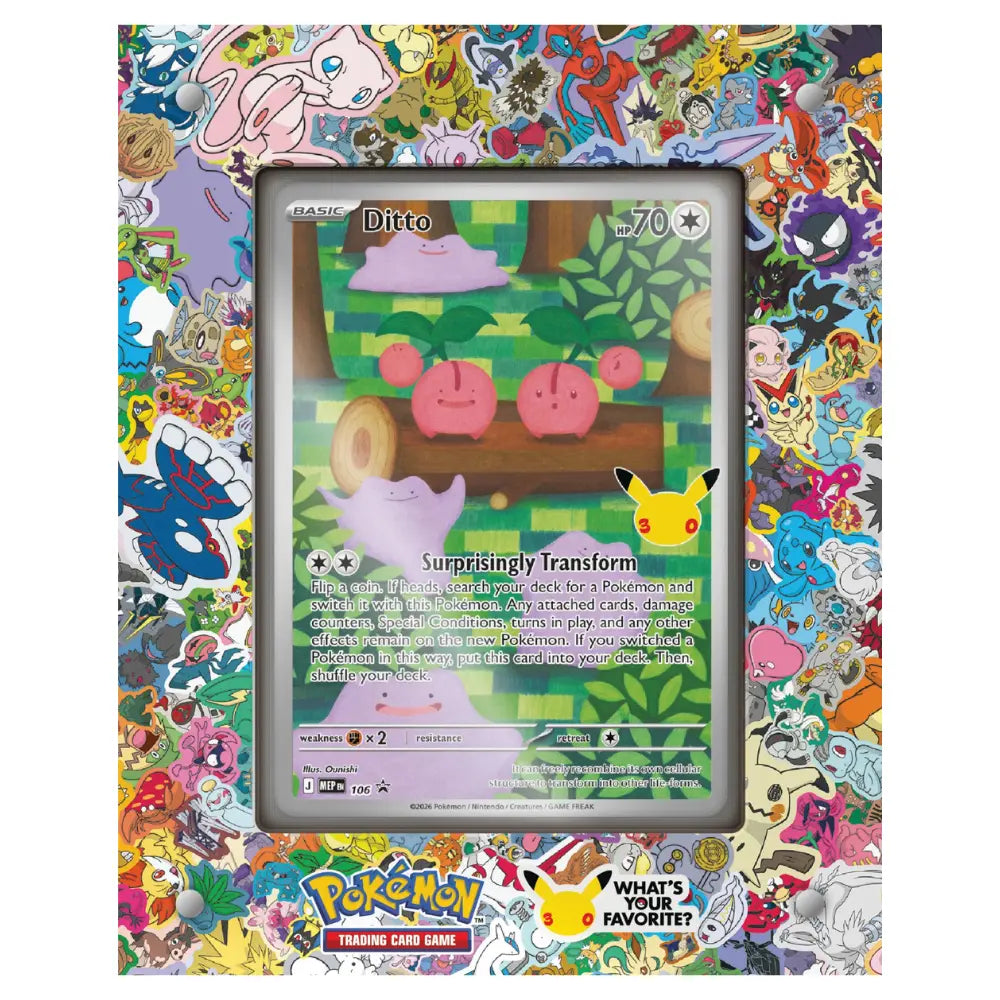 Pokemon 30th Celebration Ditto Foil-Promo MEP 106 im farbenfrohen Acryl-Display – bei CardsRfun