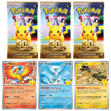 30th Celebration Promos Articuno, Zapdos und Moltres mit 3 Boostern – bei CardsRfun