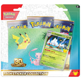 Pokemon 30th Celebration Tech Sticker Collection beide Varianten Rückseite mit Inhaltsliste – bei CardsRfun
