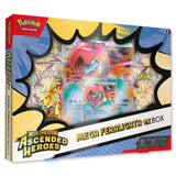 Pokemon Ascended Heroes Mega Feraligatr ex Box – Frontansicht mit Foil-Promo-Karte, 370 KP, Mortal Crunch und vier Boostern