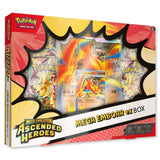 Pokemon Ascended Heroes Mega Emboar ex Box – Frontansicht mit Foil-Promo-Karte, 380 KP, Crimson Blast und vier Boostern