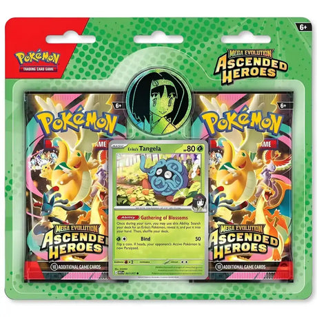 Pokemon Ascended Heroes Collection Erika-Variante – 2 Booster, Erika's Tangela Cosmic-Holo-Promo asc 007 (80 HP) und Erika-Trainer-Muenze