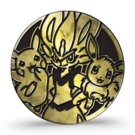 Pokemon Battle Academy Box 2022 Goldmünze – Pikachu, Cinderace und Eevee in Gold geprägt