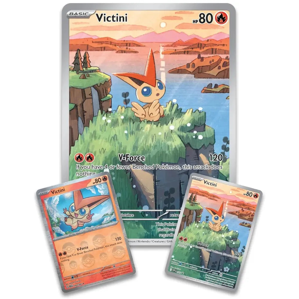 Pokemon Victini Illustration Collection – alle drei Promos: Oversize IR, Standard IR (SVP 208) und Holo Rare