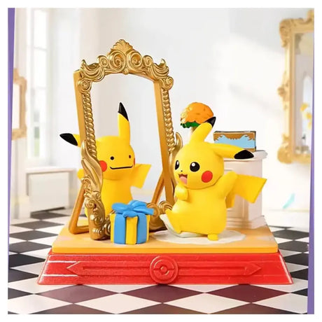 FUNISM Pokemon Pikachu & Ditto Figur – Goldspiegel-Diorama, roter Sockel, Pikachu & Friends Series