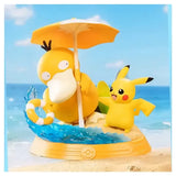 FUNISM Pokemon Pikachu & Enton Figur – Strand-Diorama mit Sonnenschirm, goldener Sockel