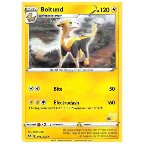 Boltund - 076/202 (#16 Pikachu Stamped) - Battle Academy 2022 (BA22) CardsRfun