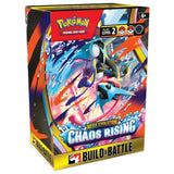 Pokemon Chaos Rising Build & Battle Kit – schraege Frontansicht der Box mit Mega Greninja ex Artwork und Build & Battle Branding