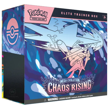 Pokemon Chaos Rising Elite Trainer Box – schraege Frontansicht der Box mit Mega Greninja ex Artwork und Elite Trainer Box Branding