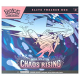 Pokemon Chaos Rising Elite Trainer Box – frontale Ansicht der Box mit Mega Greninja ex und Elite Trainer Box Label