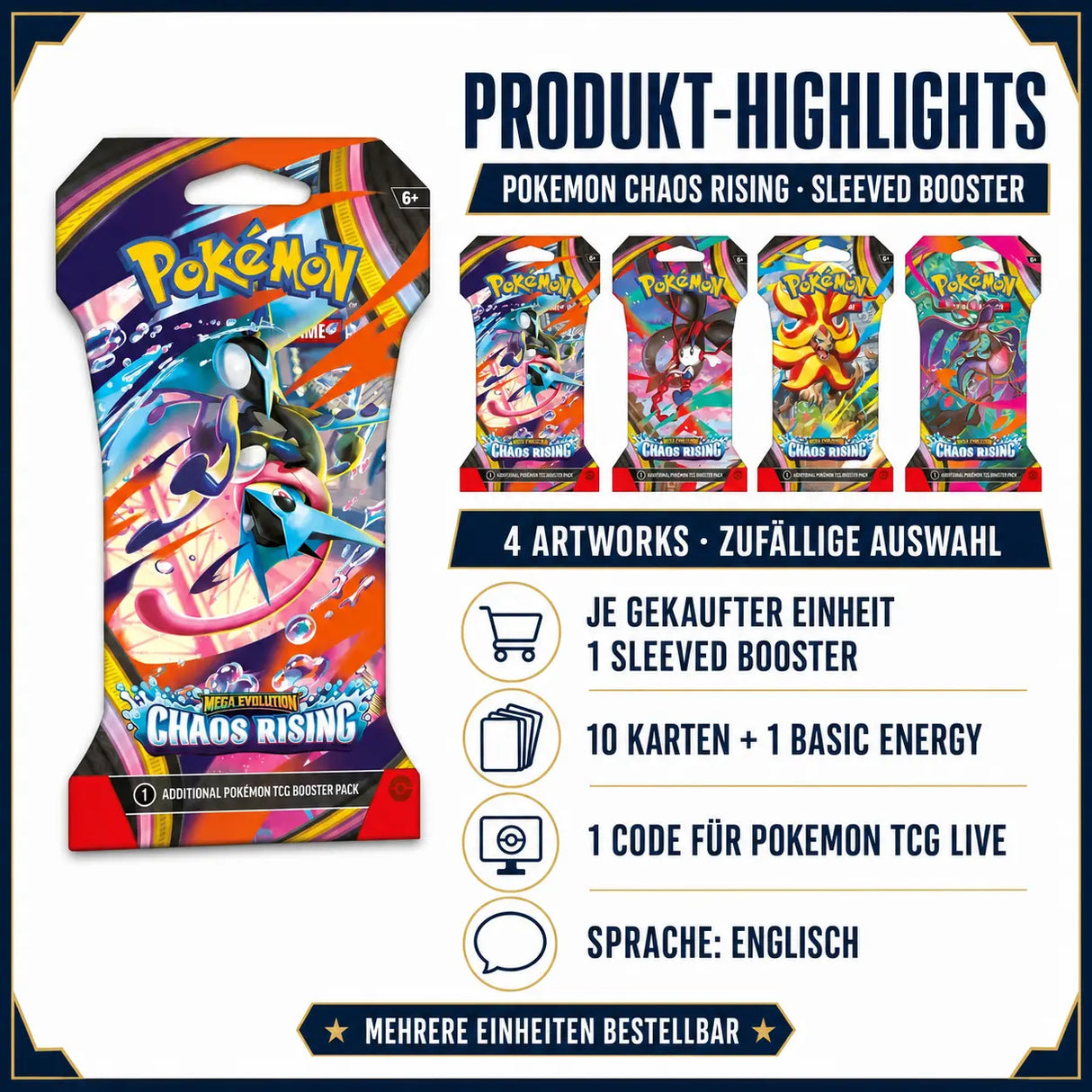 Pokemon Chaos Rising - Sleeved Booster