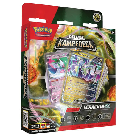 Pokemon Deluxe Kampfdeck Miraidon ex – Box-Front mit Miraidon ex und Eisenkrieger ex – bei CardsRfun