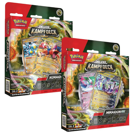 Pokemon Deluxe Kampfdeck Koraidon ex und Miraidon ex – beide Boxen im Überblick – bei CardsRfun