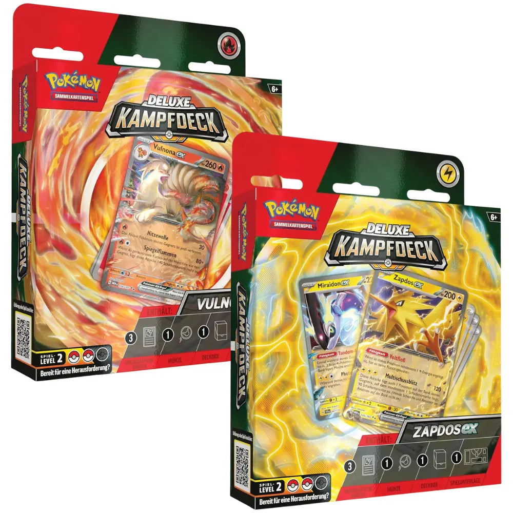 Pokemon Deluxe Kampfdeck Zapdos ex und Vulnona ex – beide Boxen im Überblick
