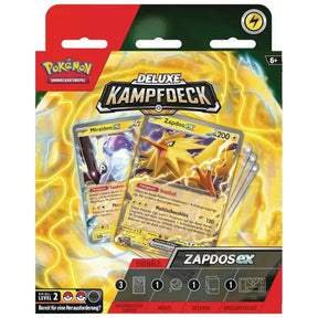Pokemon Deluxe Kampfdeck Zapdos ex – Box-Front mit Zapdos ex und Miraidon ex