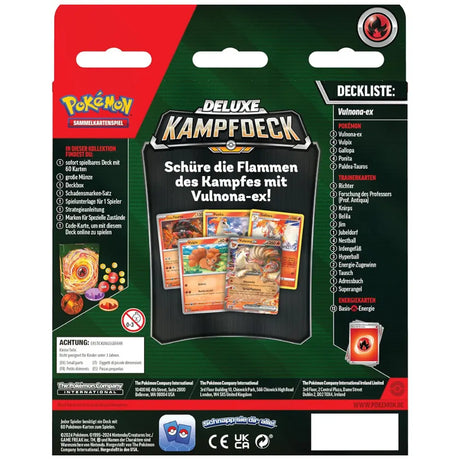 Rückseite des Deluxe Kampfdecks Vulnona ex mit vollständiger Deckliste