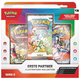 Pokemon Erste Partner Illustrations-Kollektion Serie 2 Box – Frontalansicht mit 3 Packs