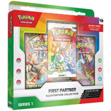 Pokemon First Partner Illustration Collection Series 1 – Box mit 3 Promo-Karten, 2 Boostern, Sticker